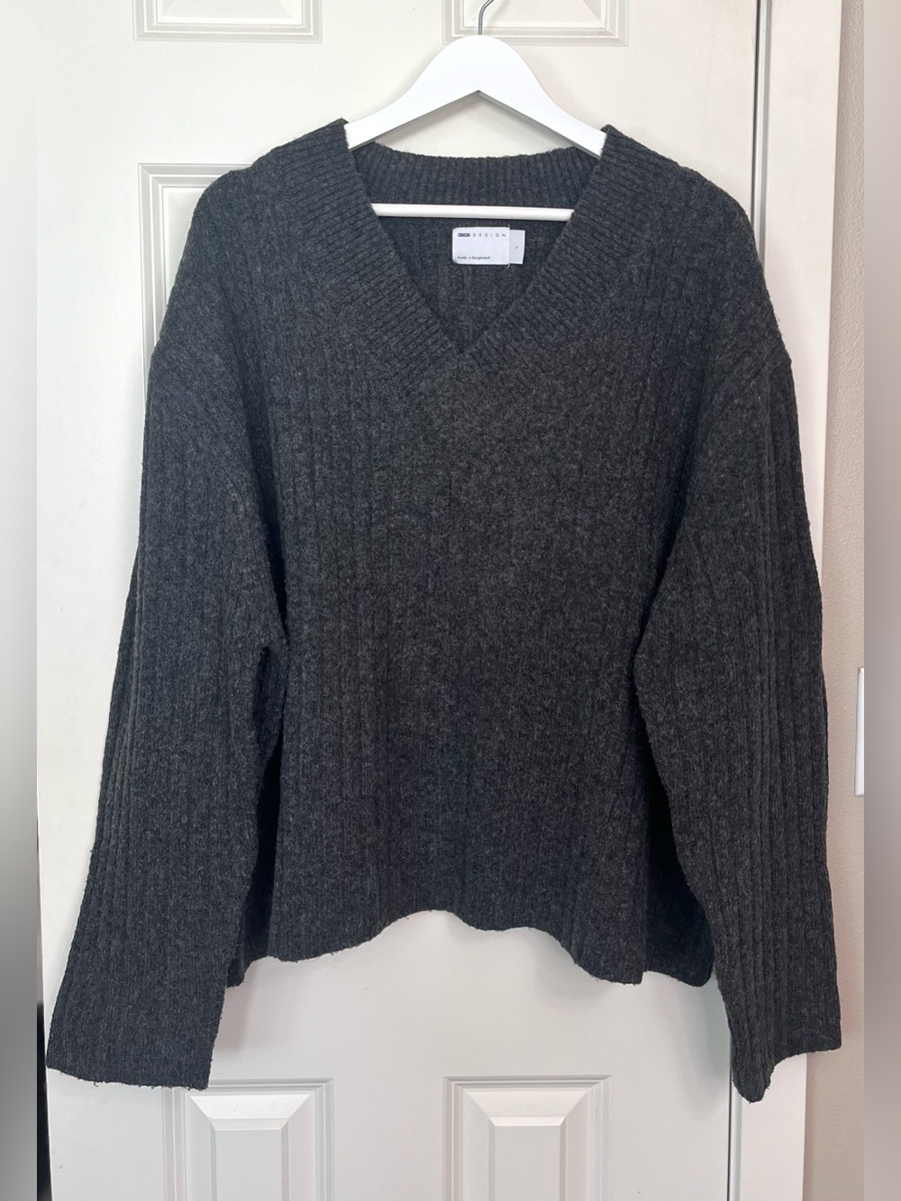 ASOS Design Oversized Rib-Knit V-Neck Sweater